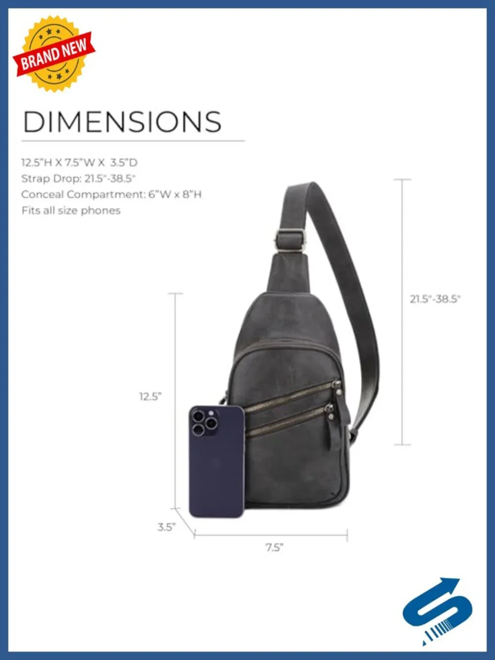 Faux Leather Unisex Multi-Pocket Concealed Carry Sling Bag Crossbody Backpack